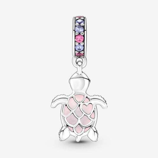 Glass Pink Sea Turtle Dangle Charm