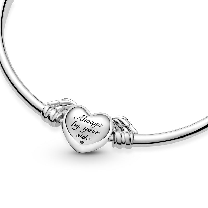Winged Heart Bangle Bracelet