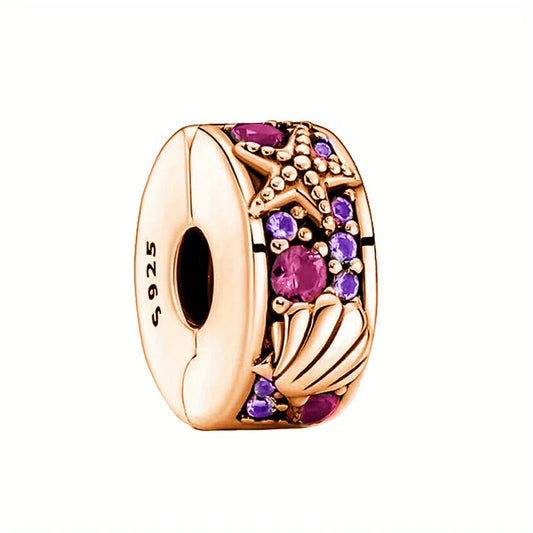 Tropical Starfish & Shell Clip Charm - Rose