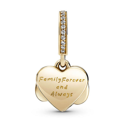 Sparkling Infinity Heart Double Dangle Charm - Gold