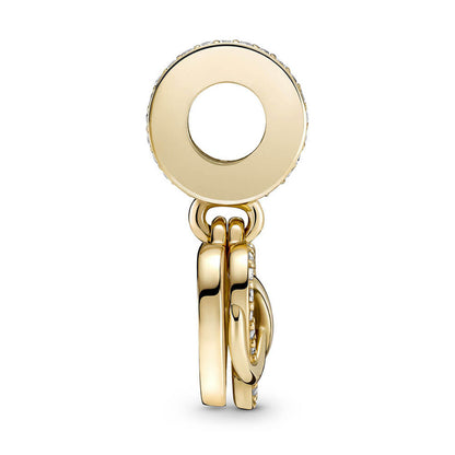 Sparkling Infinity Heart Double Dangle Charm - Gold