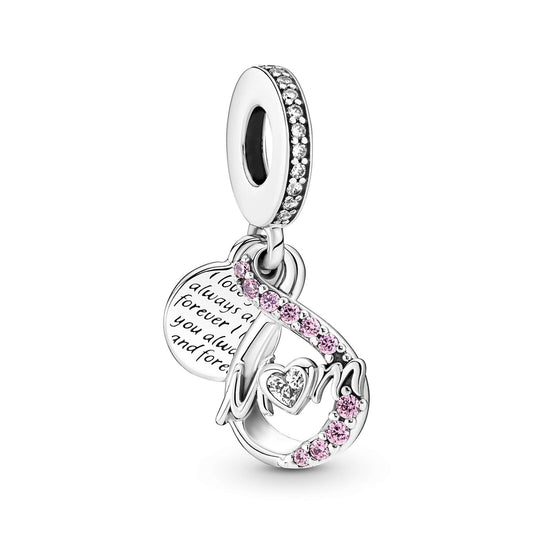 Mom Infinity Sparkling Double Dangle Charm