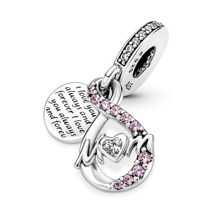 Mom Infinity Sparkling Double Dangle Charm
