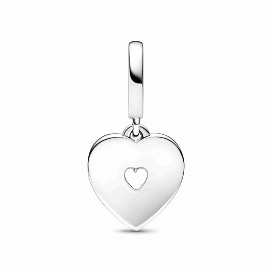 Pearlescent White Heart Double Dangle Charm