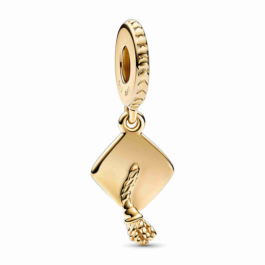 Graduation Cap Dangle Charm - Gold