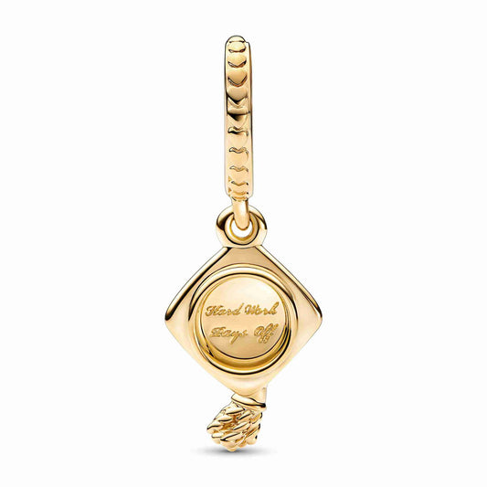 Graduation Cap Dangle Charm - Gold