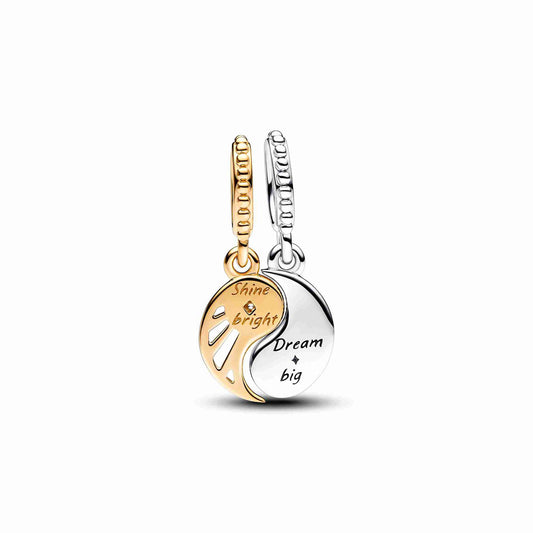 Two-tone Splittable Sun & Moon Dangle Charm