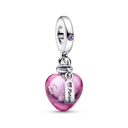 Love Potion Glass Heart Dangle Charm