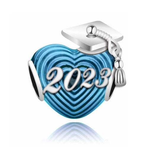 2023 Graduation Heart & Hat Charm - Blue