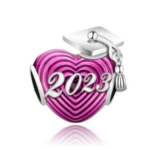 2023 Graduation Heart & Hat Charm - Pink