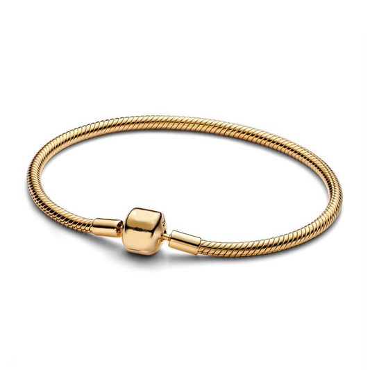 Barrel Clasp Snake Chain Bracelet - Gold