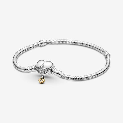Disney Heart Clasp With Dangle Clasp Snake Chain Bracelet