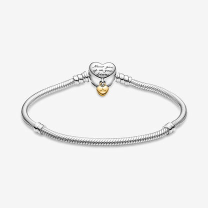 Disney Heart Clasp With Dangle Clasp Snake Chain Bracelet