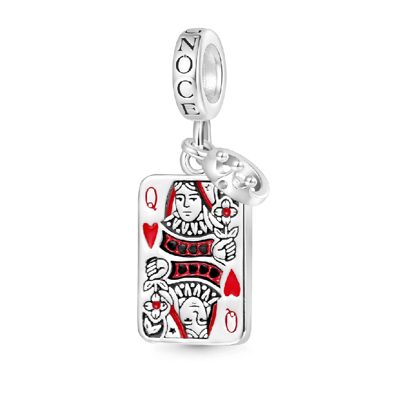 Playing Cards & Crown Pendant Dangle Charm
