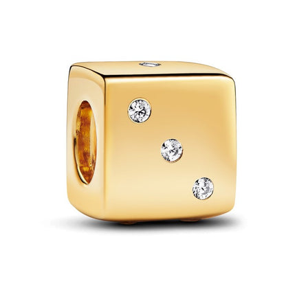 Sparkling Dice Charm - Gold