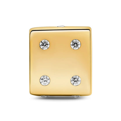 Sparkling Dice Charm - Gold