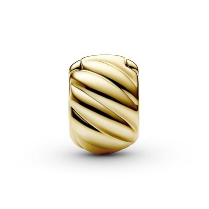 Polished Feathered Clip Charm - Gold Plated