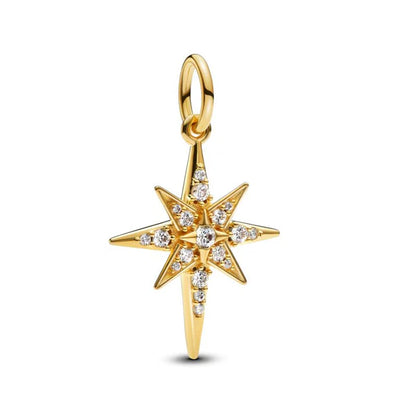 Sparkling North Star Dangle Charm - Gold Plated