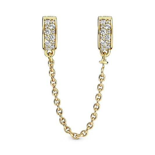 Clear Elegance Safety Chain Clip Charm - Gold