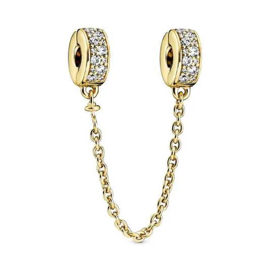 Clear Elegance Safety Chain Clip Charm - Gold
