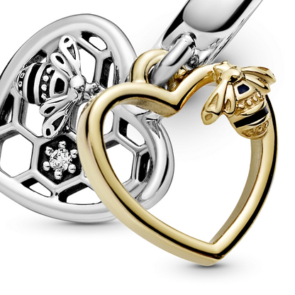 Hearts & Bees Double Dangle Charm