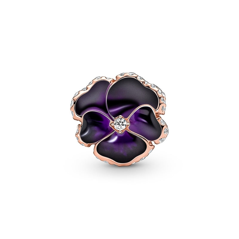 Deep Purple Pansy Flower Charm