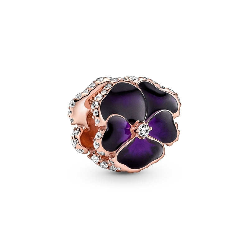 Deep Purple Pansy Flower Charm