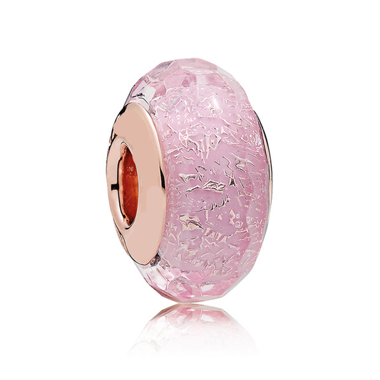 Pink Shimmering Faceted Murano