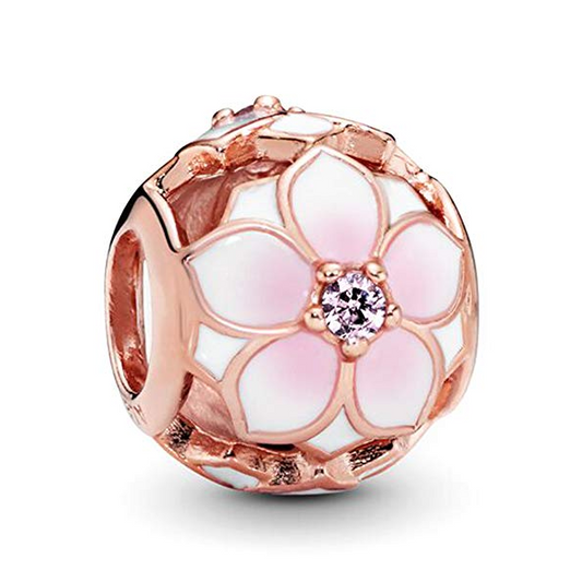 Three-Sided Magnolia Bloom Charm - Rose