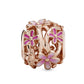 Openwork Pink Daisy Flower Charm - Rose Gold