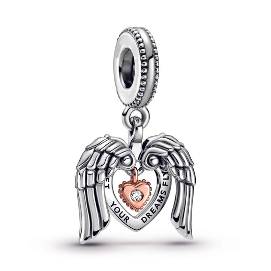 Angel Wings & Heart Dangle Charm - 2021