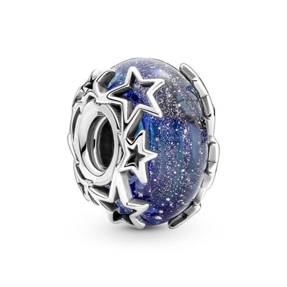 Galaxy Blue & Star Murano Bead
