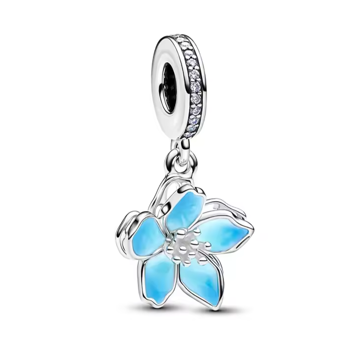 Cherry Blossom Dangle Charm - Blue