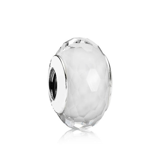 Faceted White Murano Glass Charm