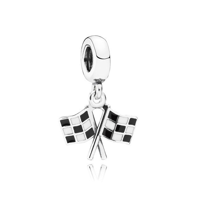 Finish Line Checkered Flag Dangle Charm