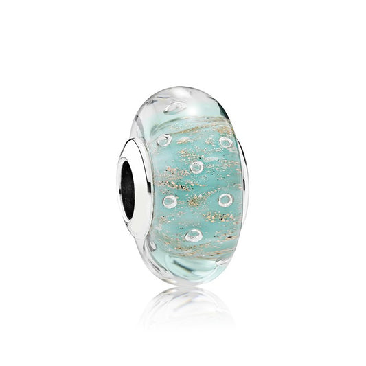 Mint Glitter Glass Bead Murano