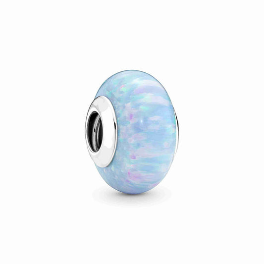 Opalescent Ocean Blue Glass Bead Murano