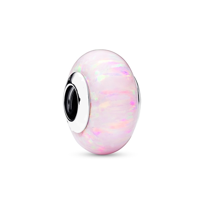 Opalescent Pink Glass Bead Murano