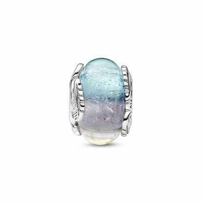 Curved Feather Multicolour Murano Glass Charm