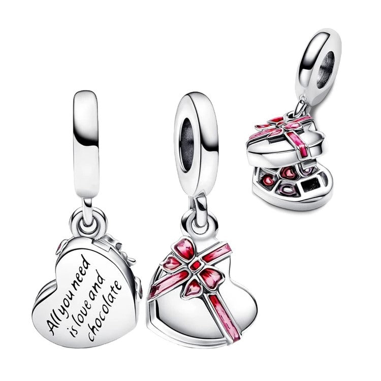 Openable Heart Chocolate Gift Box Dangle Charm