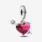 Red Heart & Arrow Murano Glass Dangle Charm