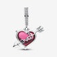 Red Heart & Arrow Murano Glass Dangle Charm