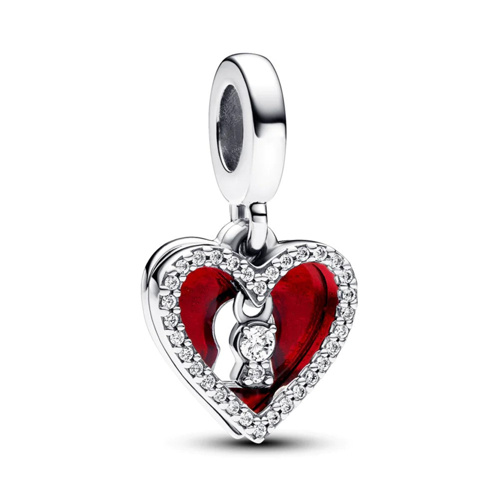 Red Heart & Keyhole Double Dangle Charm