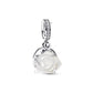 White Rose in Bloom Double Dangle Charm