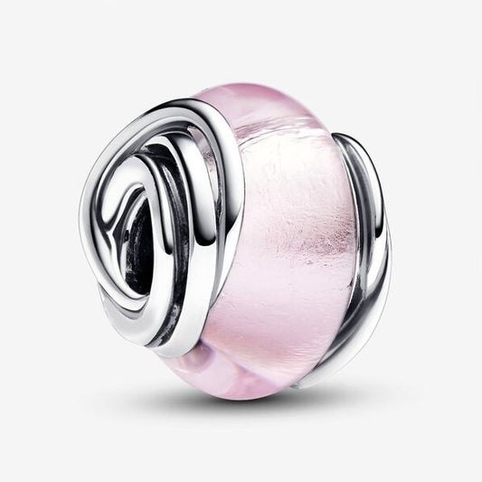 Encircled Pink Murano Glass Charm