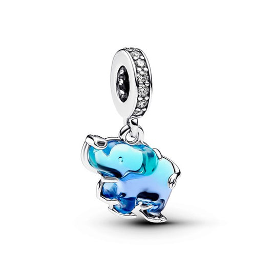 Blue Murano Glass Elephant Dangle