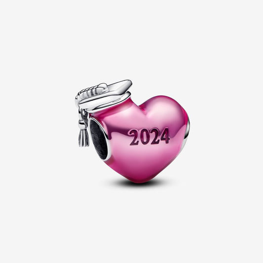 2024 Graduation Heart Charm - Pink