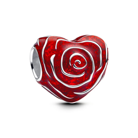 Rose Heart Charm - Red