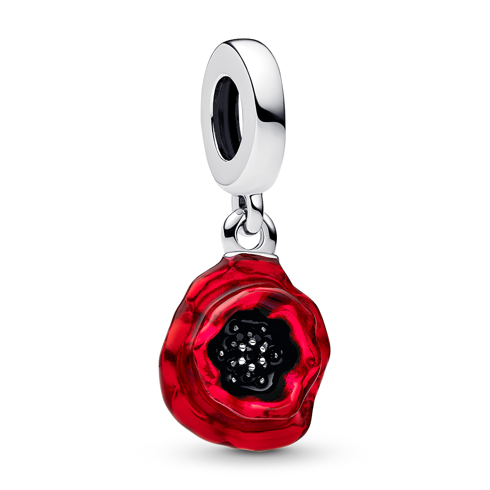 Red Flower Dangle Charm