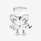 Robot Girl With Flowers & Wings Silver Charm